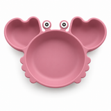 Crab Suction Plate in Dusty Rose, top view showing three sections