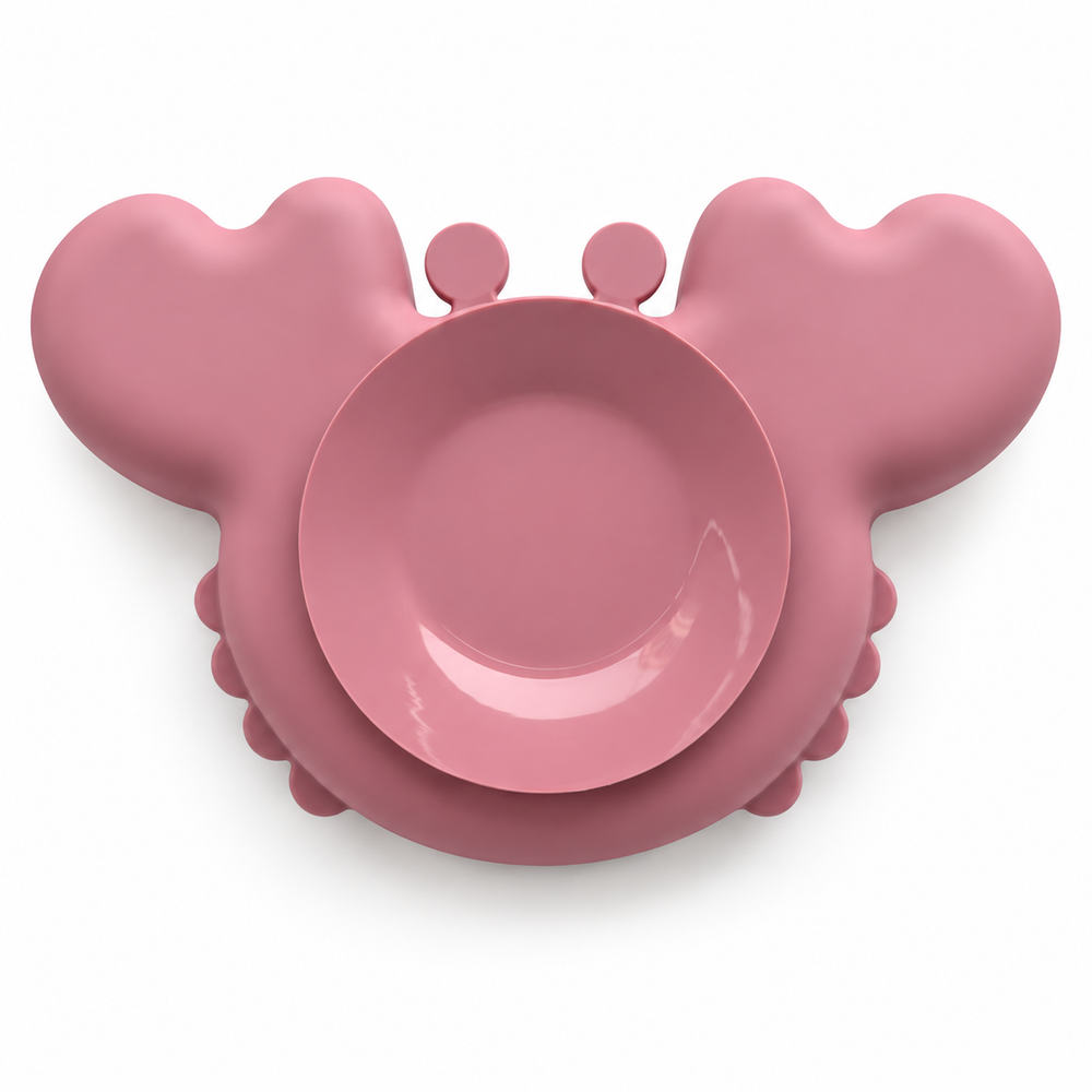 Crab Suction Plate in Dusty Rose, underside showing the large suction base