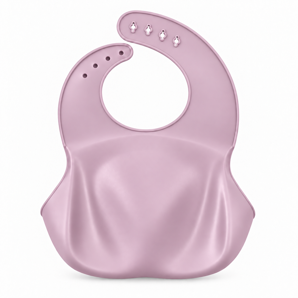 Food Catching Bib in Soft Peony, back