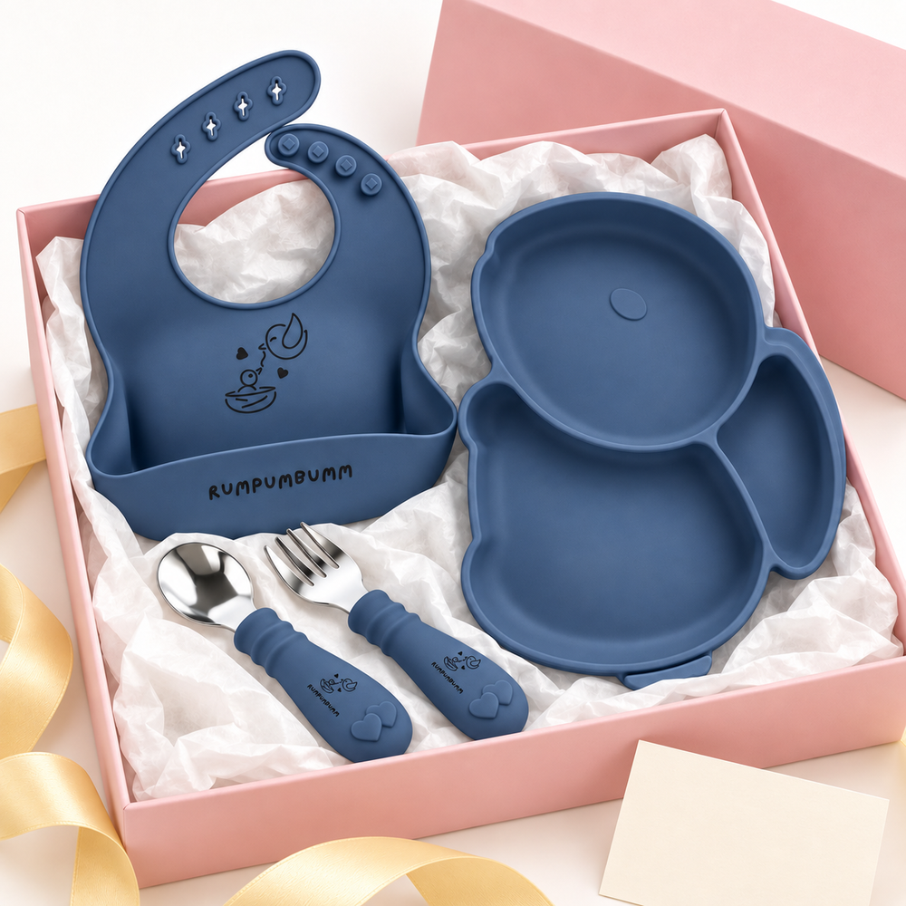 Mess Less Gift Set in Midnight Blue with the Rabbit plate, in its gift box