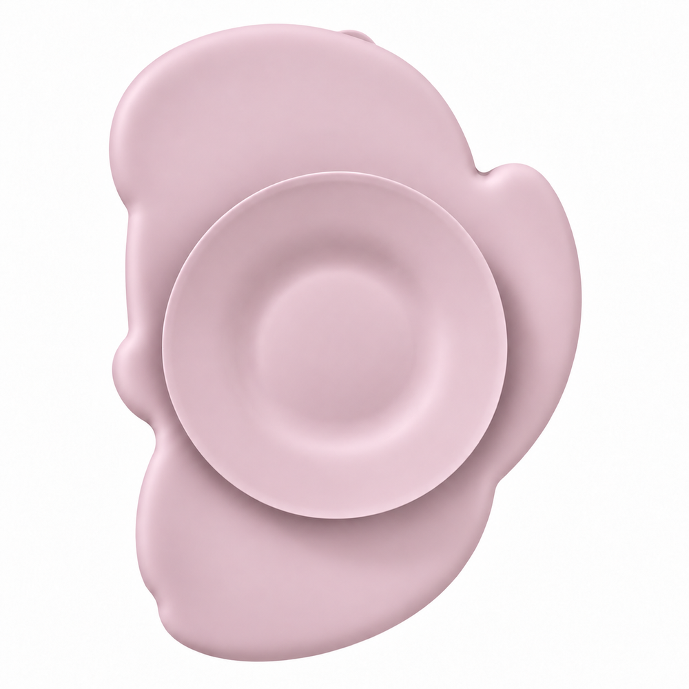 Rabbit Suction Plate in Soft Peony, underside showing the large suction base
