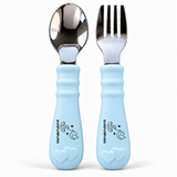 Spoon & Fork Set in Ice Blue, front