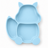 Squirrel Suction Plate in Ice Blue, top view showing three sections