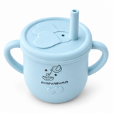 Straw Sippy Cup With Open Lid in Ice Blue, with straw lid, front