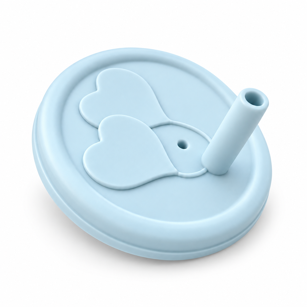 Straw Sippy Cup With Open Lid in Ice Blue, straw lid