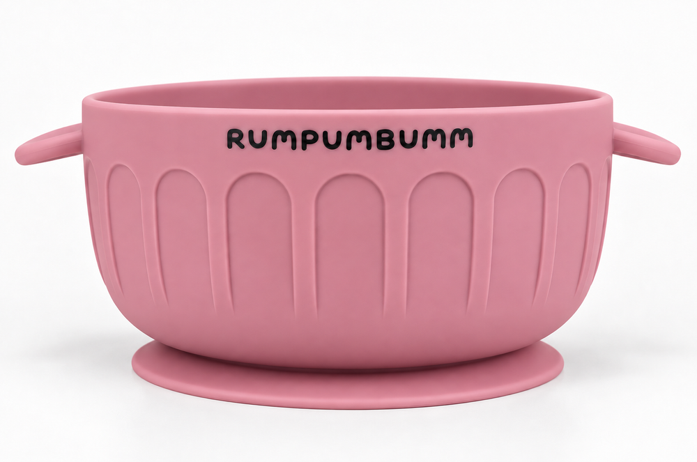 Suction Bowl in Dusty Rose, side view