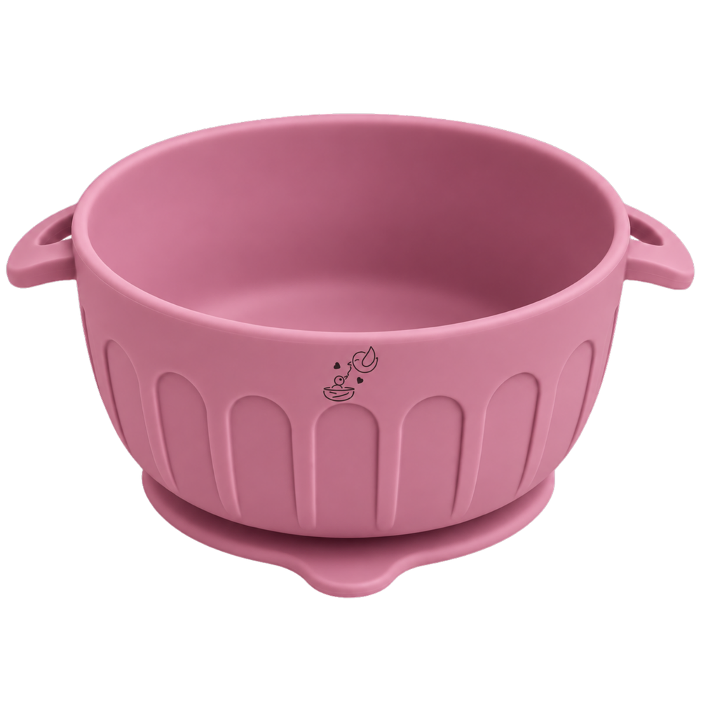 Suction Bowl in Dusty Rose, angled view showing the inside