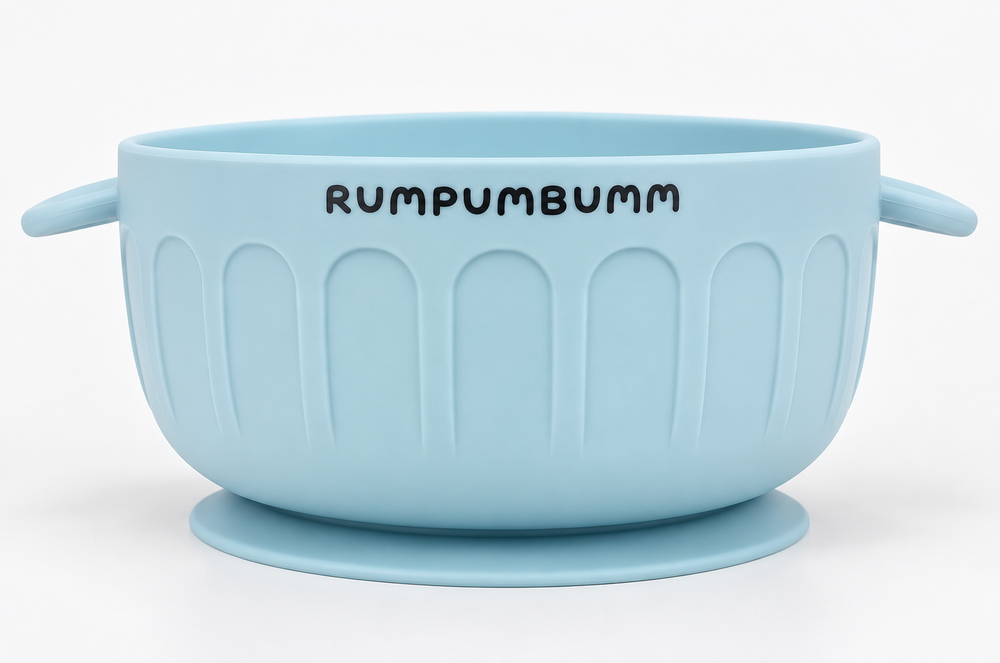 In the set: Suction Bowl in Ice Blue, side view