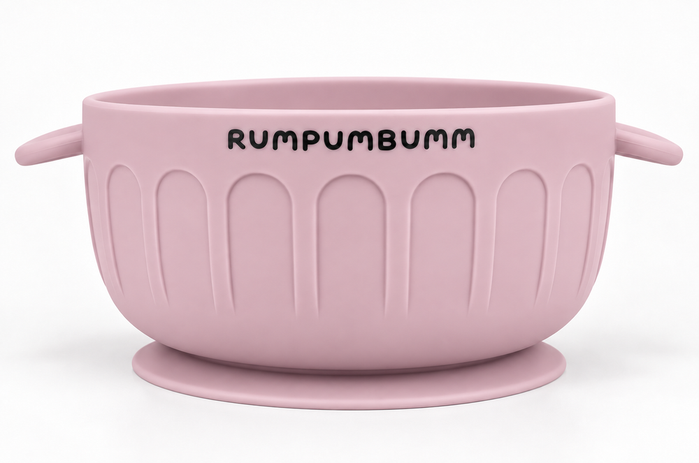 In the set: Suction Bowl in Soft Peony, side view